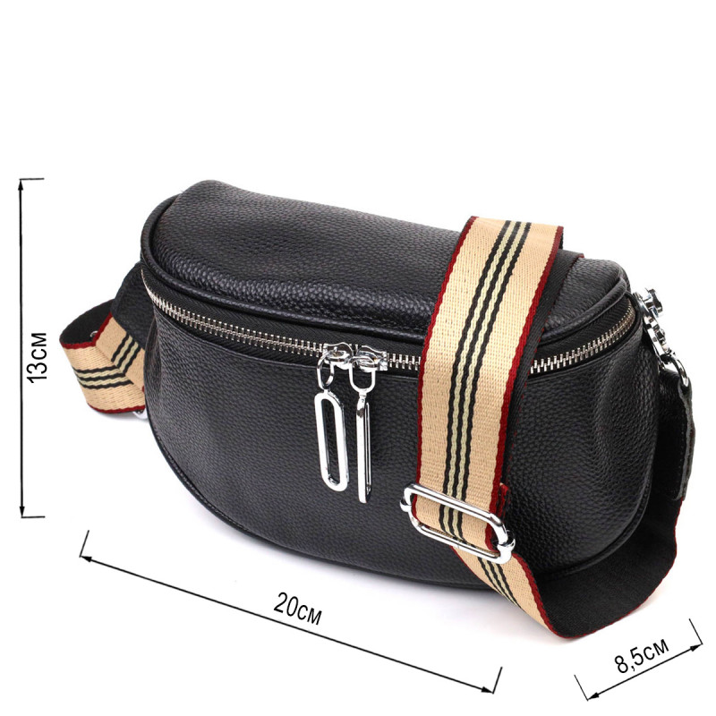 Оригінальна жіноча сумка через плече з натуральної шкіри Vintage Чорна