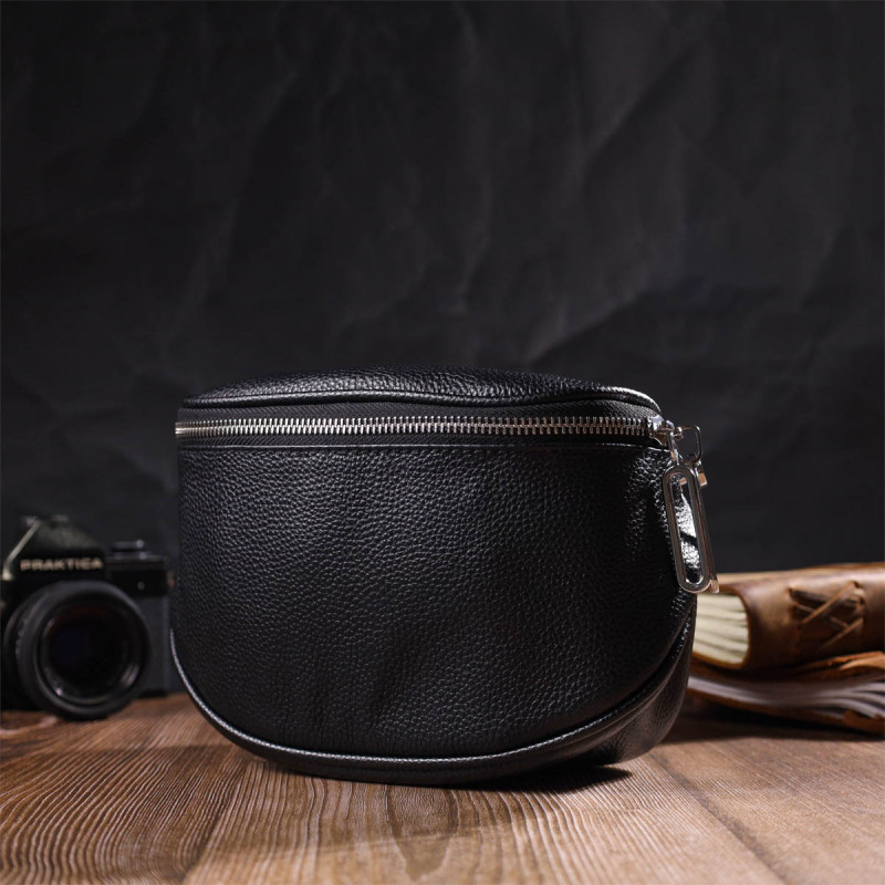 Оригінальна жіноча сумка через плече з натуральної шкіри Vintage Чорна