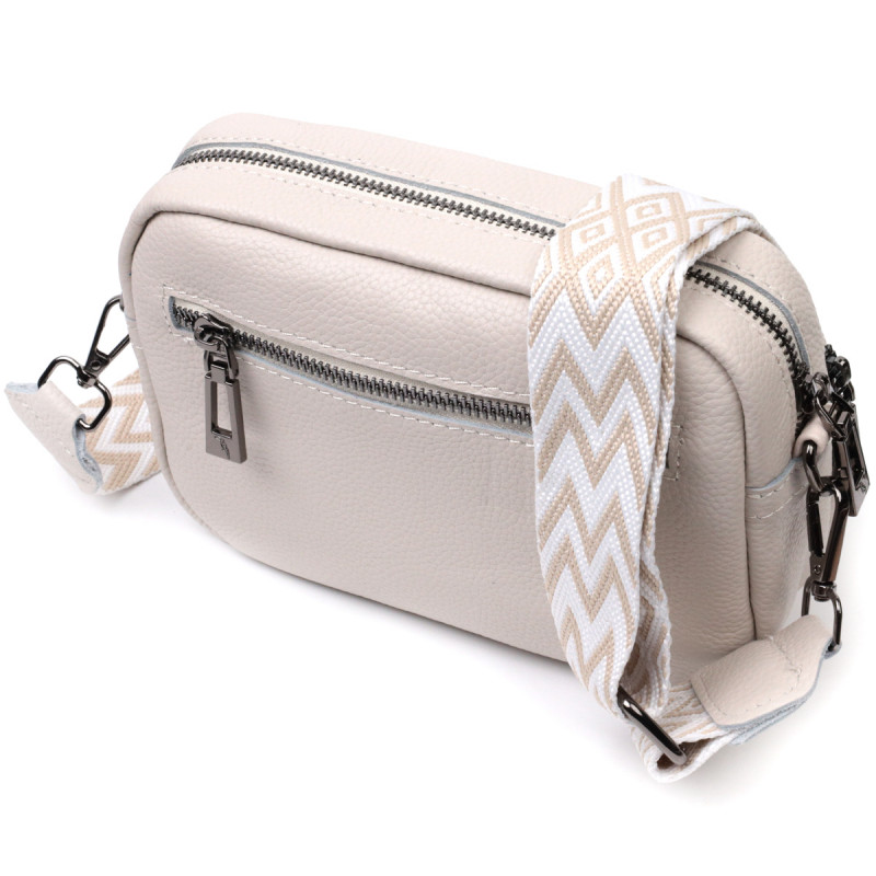 Стильная женская сумка кросс-боди из натуральной кожи Vintage Белая