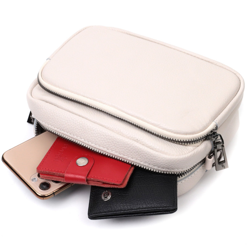 Стильная женская сумка кросс-боди из натуральной кожи Vintage Белая