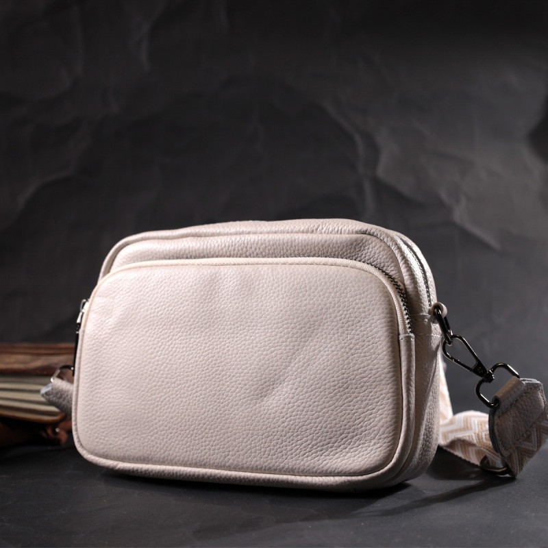 Стильная женская сумка кросс-боди из натуральной кожи Vintage Белая