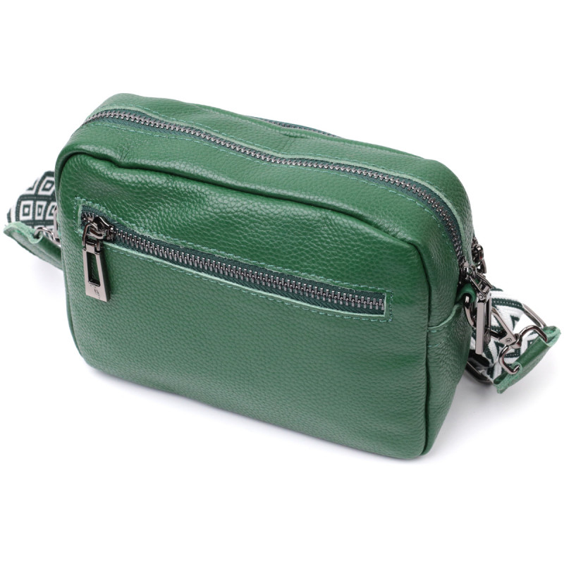 Модна жіноча сумка крос-боді з натуральної шкіри Vintage Зелена