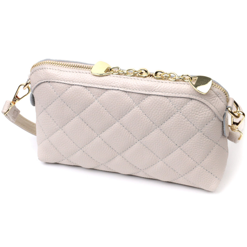 Стильная женская сумка через плечо из натуральной стеганной кожи Vintage Белая