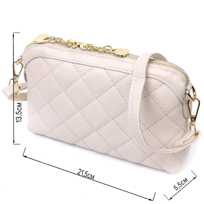 Стильная женская сумка через плечо из натуральной стеганной кожи Vintage Белая