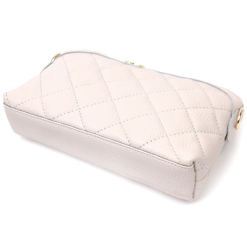 Стильная женская сумка через плечо из натуральной стеганной кожи Vintage Белая