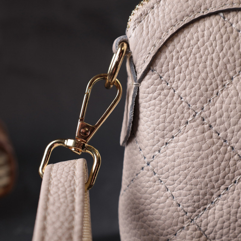 Стильная женская сумка через плечо из натуральной стеганной кожи Vintage Белая