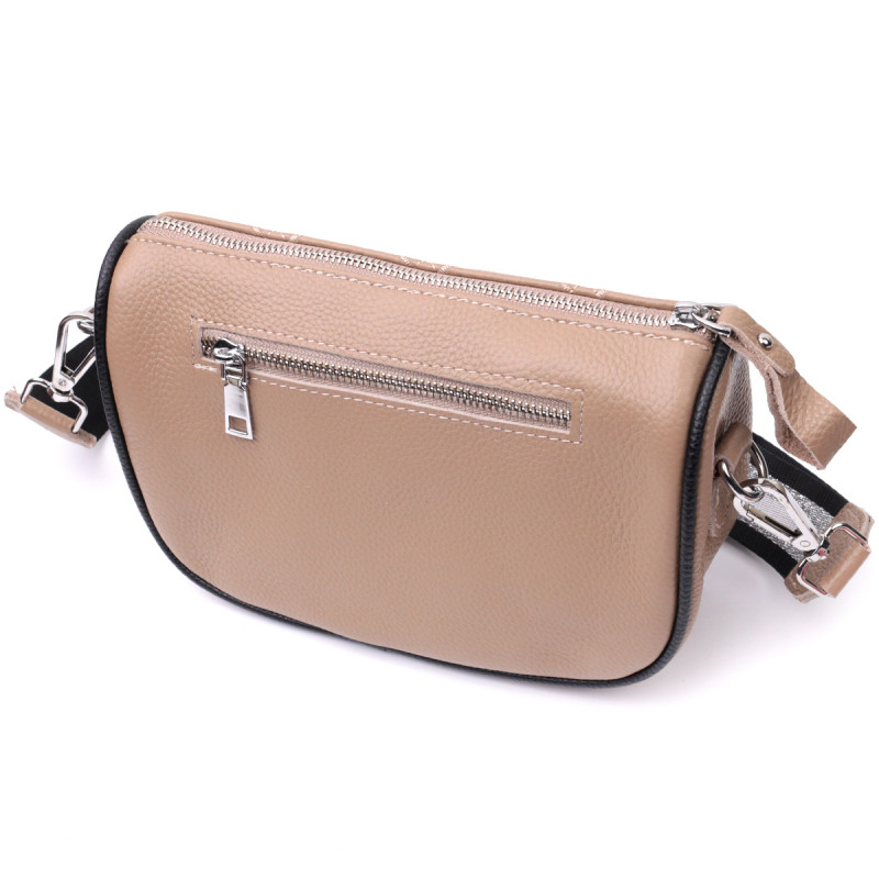 Напівкругла сумка крос-боді для жінок з натуральної шкіри Vintage Бежева