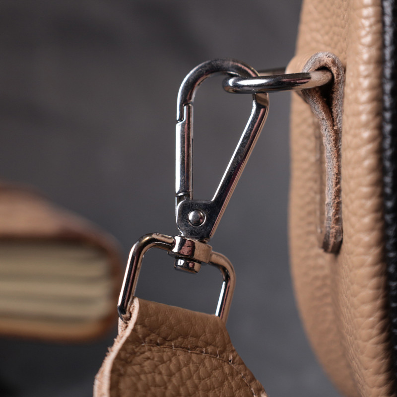 Напівкругла сумка крос-боді для жінок з натуральної шкіри Vintage Бежева