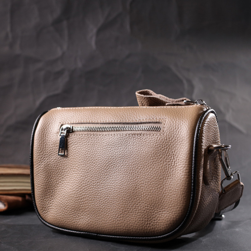 Напівкругла сумка крос-боді для жінок з натуральної шкіри Vintage Бежева