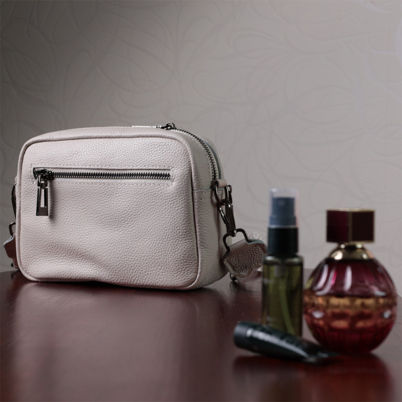 Сумка для женщин прошитая ромбами на лицевой стороне из натуральной кожи Vintage Белая