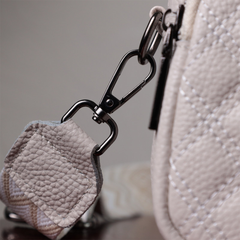 Сумка для женщин прошитая ромбами на лицевой стороне из натуральной кожи Vintage Белая