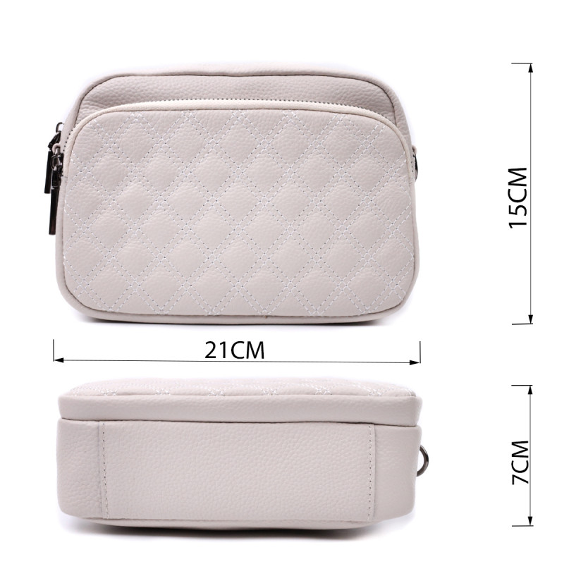 Сумка для женщин прошитая ромбами на лицевой стороне из натуральной кожи Vintage Белая