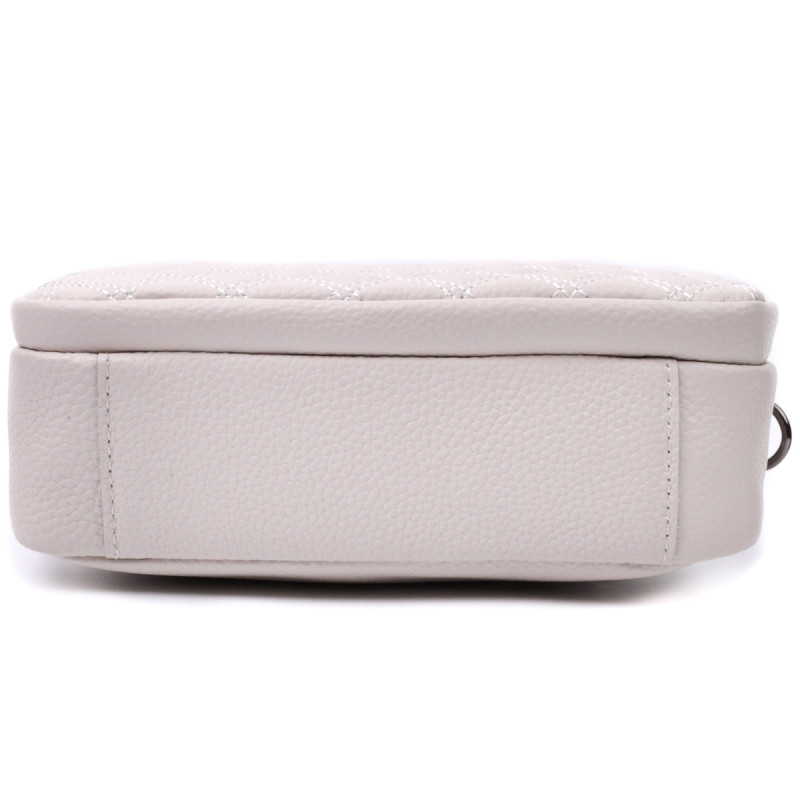 Сумка для женщин прошитая ромбами на лицевой стороне из натуральной кожи Vintage Белая