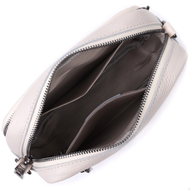 Сумка для женщин прошитая ромбами на лицевой стороне из натуральной кожи Vintage Белая