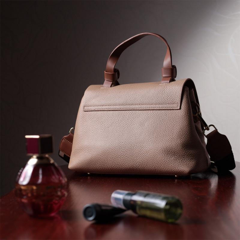 Ділова сумка для жінок з короткою ручкою з натуральної шкіри Vintage Коричнева