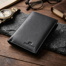 Чоловіче шкіряне портмоне для карток купюр та монет ST Leather Чорне