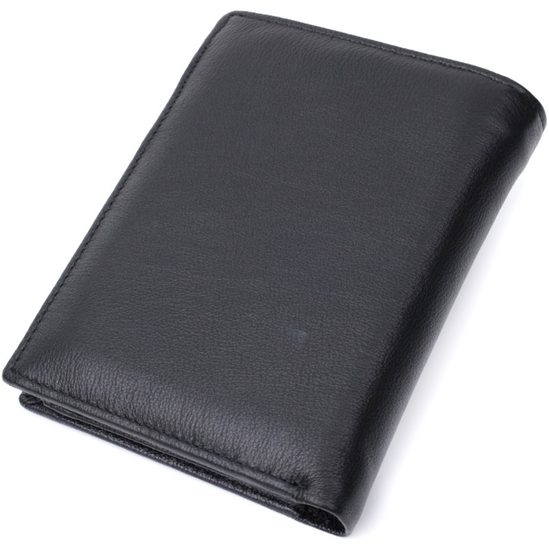 Чоловіче шкіряне портмоне для карток купюр та монет ST Leather Чорне
