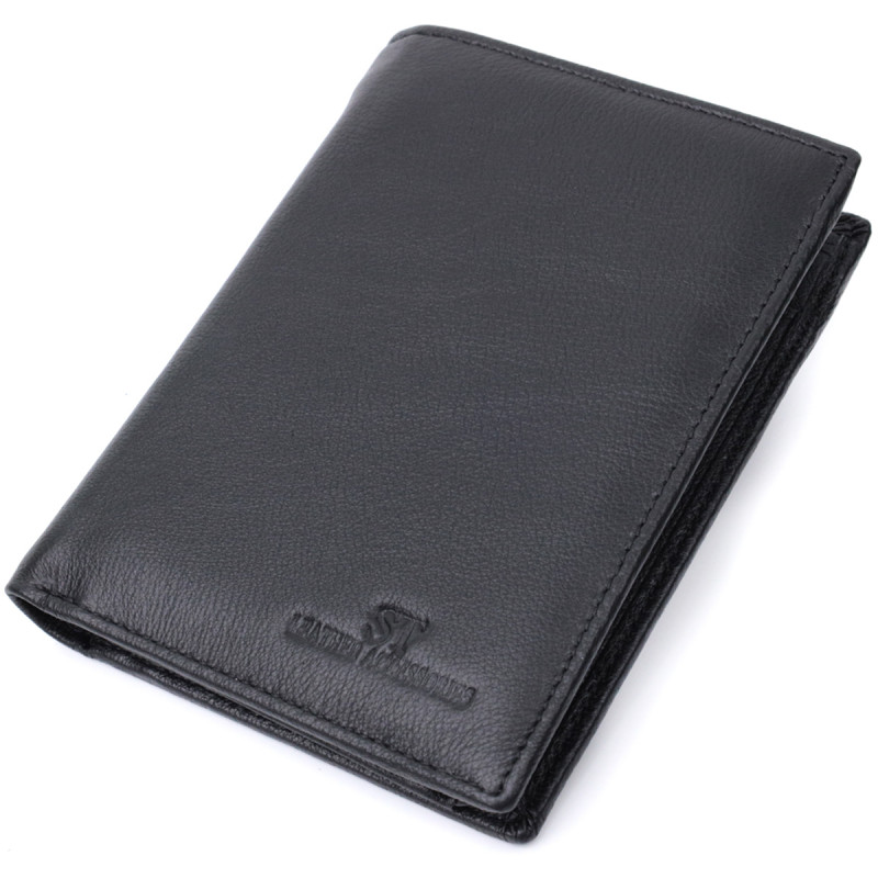 Чоловіче шкіряне портмоне для карток купюр та монет ST Leather Чорне