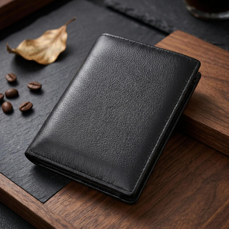 Чоловіче шкіряне портмоне для карток купюр та монет ST Leather Чорне