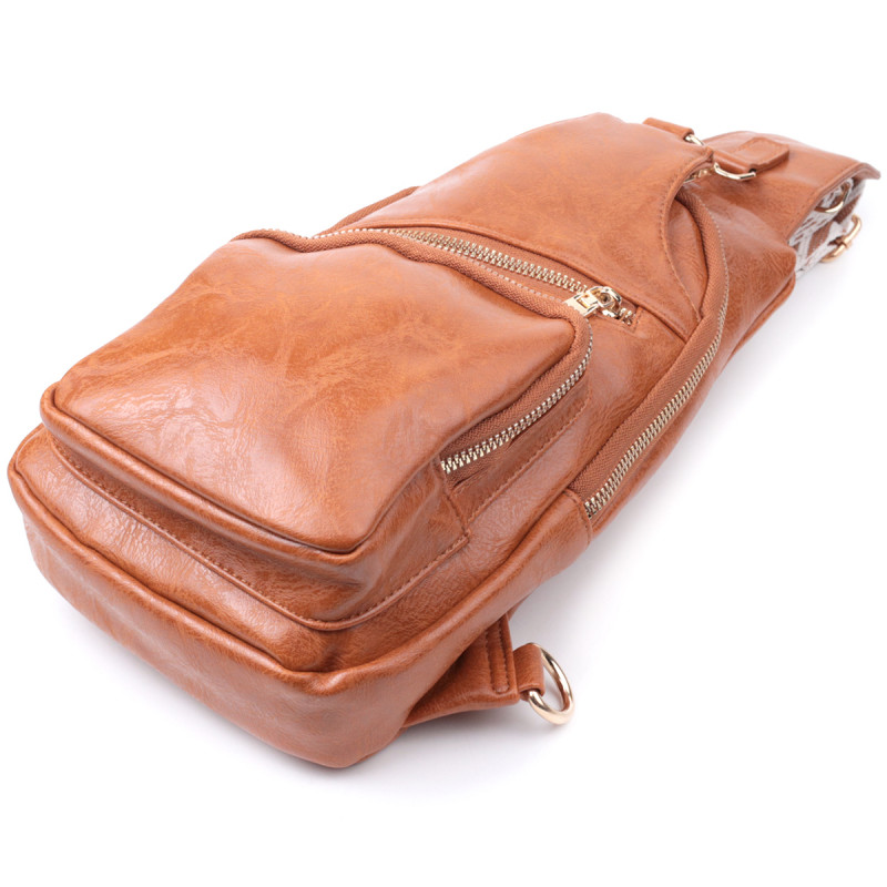 Стильная женская слинг сумка через плечо из экокожи Vintage Рыжий