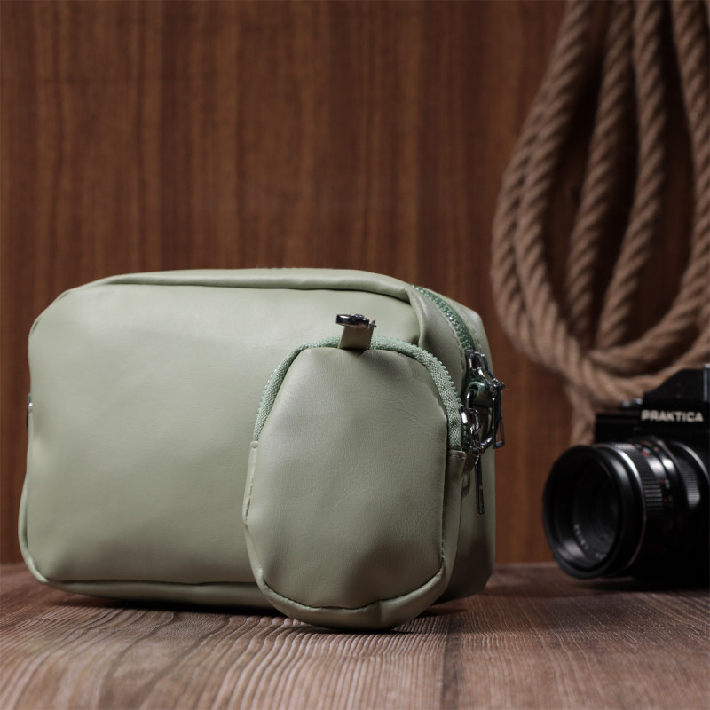 Стильная женская сумка кросс-боди с монетницей из экокожи Vintage Фисташковый