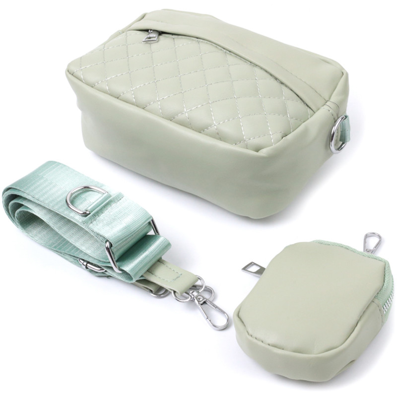 Стильная женская сумка кросс-боди с монетницей из экокожи Vintage Фисташковый