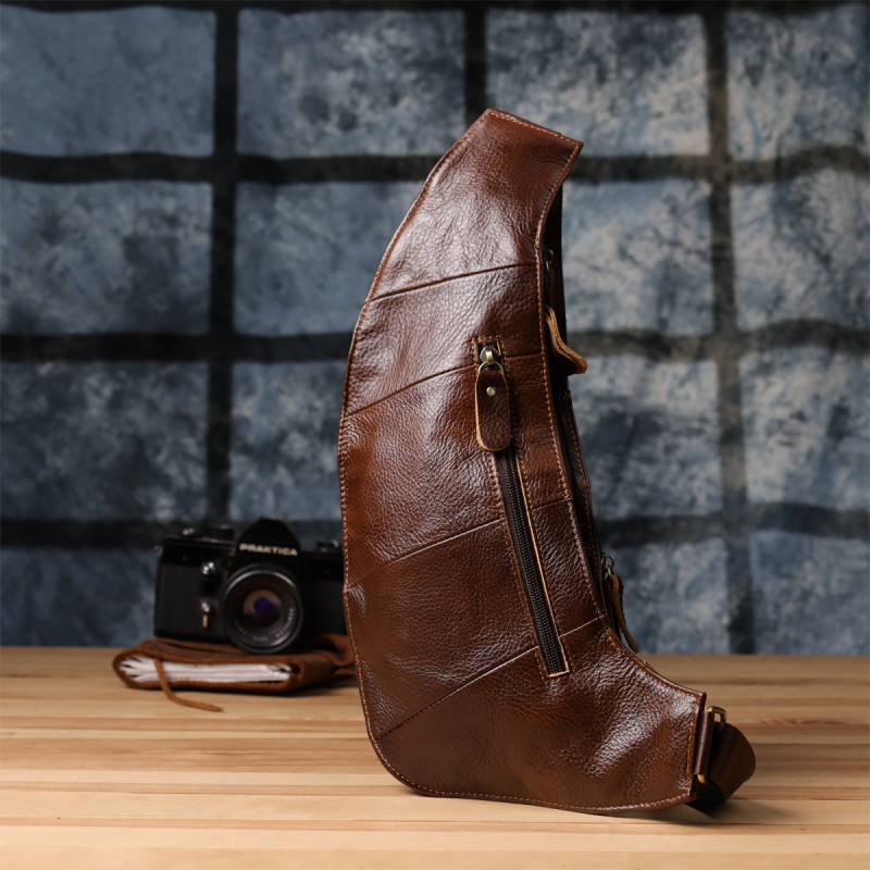 Мужская сумка через плечо из гладкой натуральной кожи Vintage Коричневый
