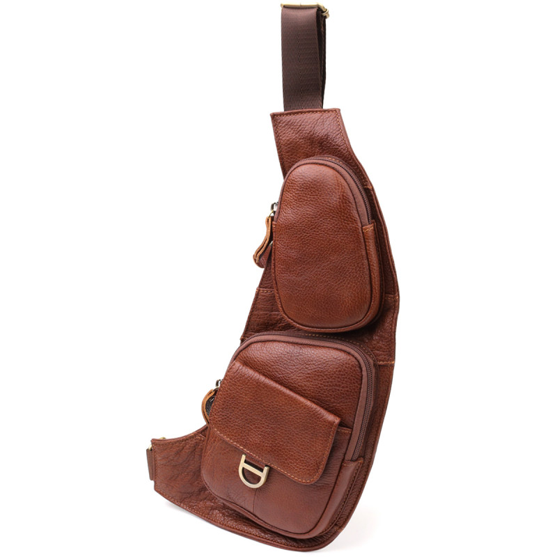 Мужская сумка через плечо из зернистой натуральной кожи Vintage Коричневый