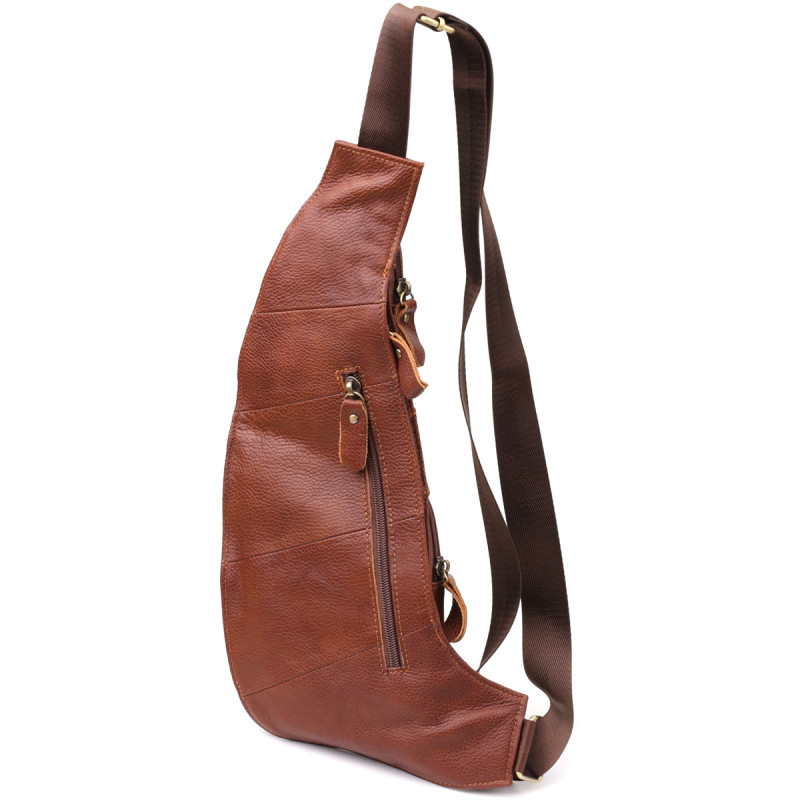 Мужская сумка через плечо из зернистой натуральной кожи Vintage Коричневый