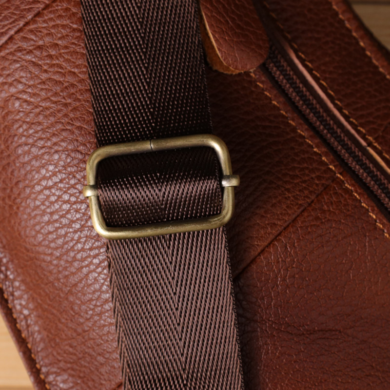 Мужская сумка через плечо из зернистой натуральной кожи Vintage Коричневый