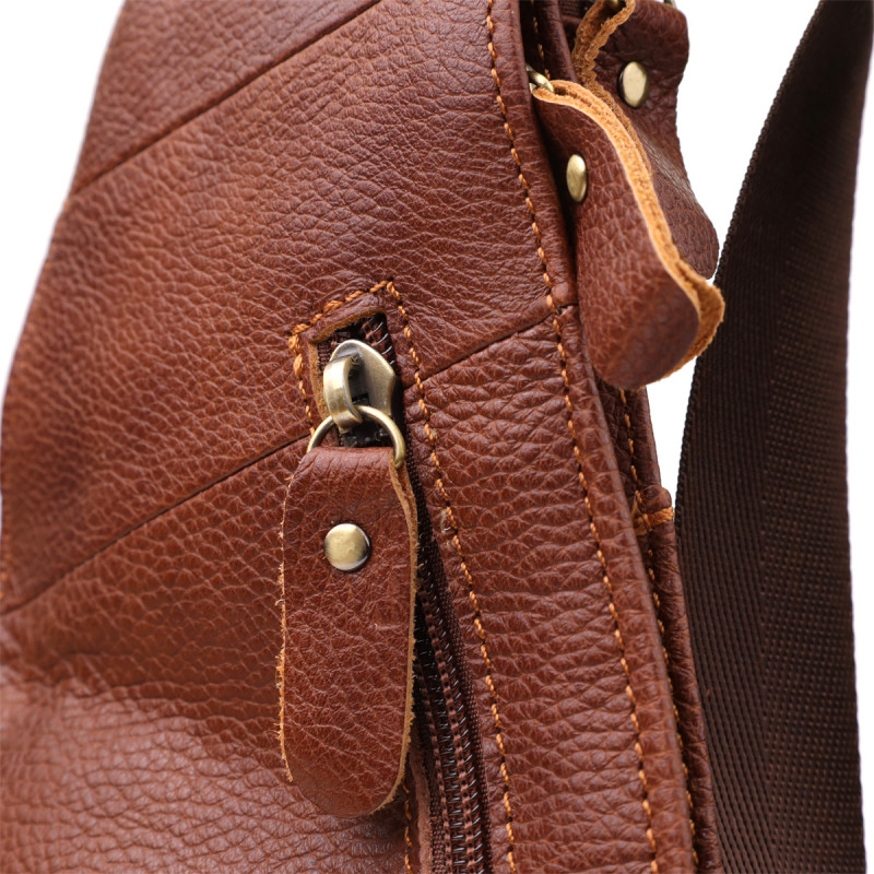 Мужская сумка через плечо из зернистой натуральной кожи Vintage Коричневый