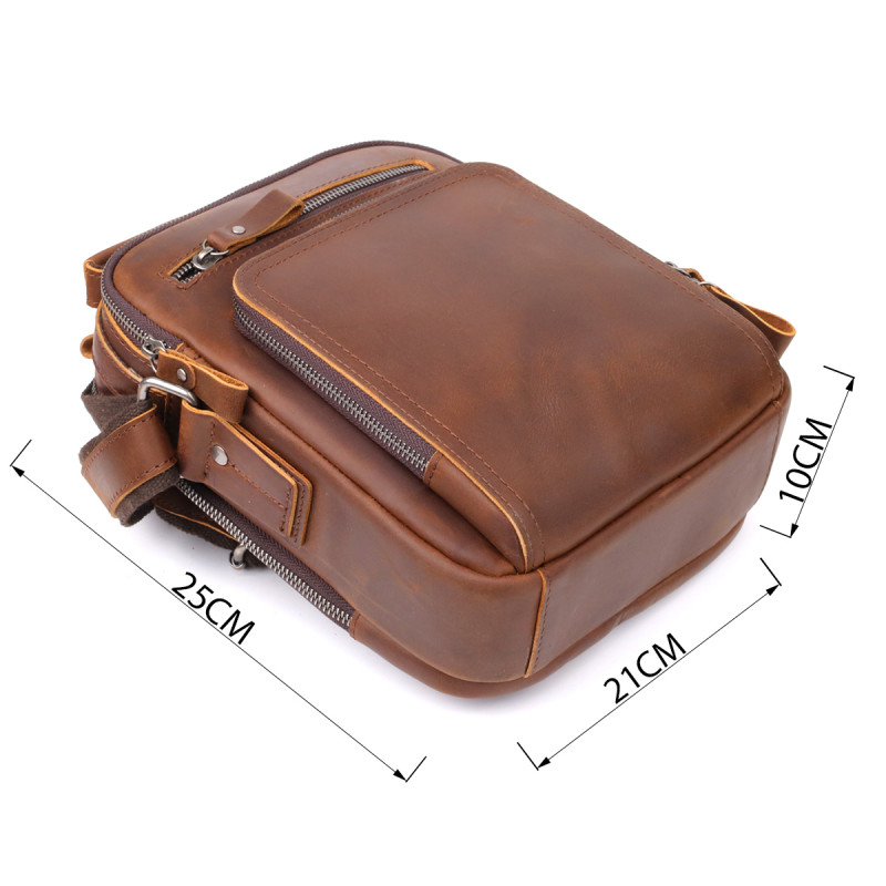 Мужская деловая сумка с ручкой для переноса в руке из натуральной кожи Vintage Коричневый
