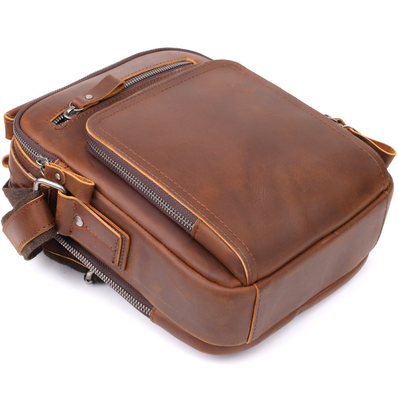 Мужская деловая сумка с ручкой для переноса в руке из натуральной кожи Vintage Коричневый