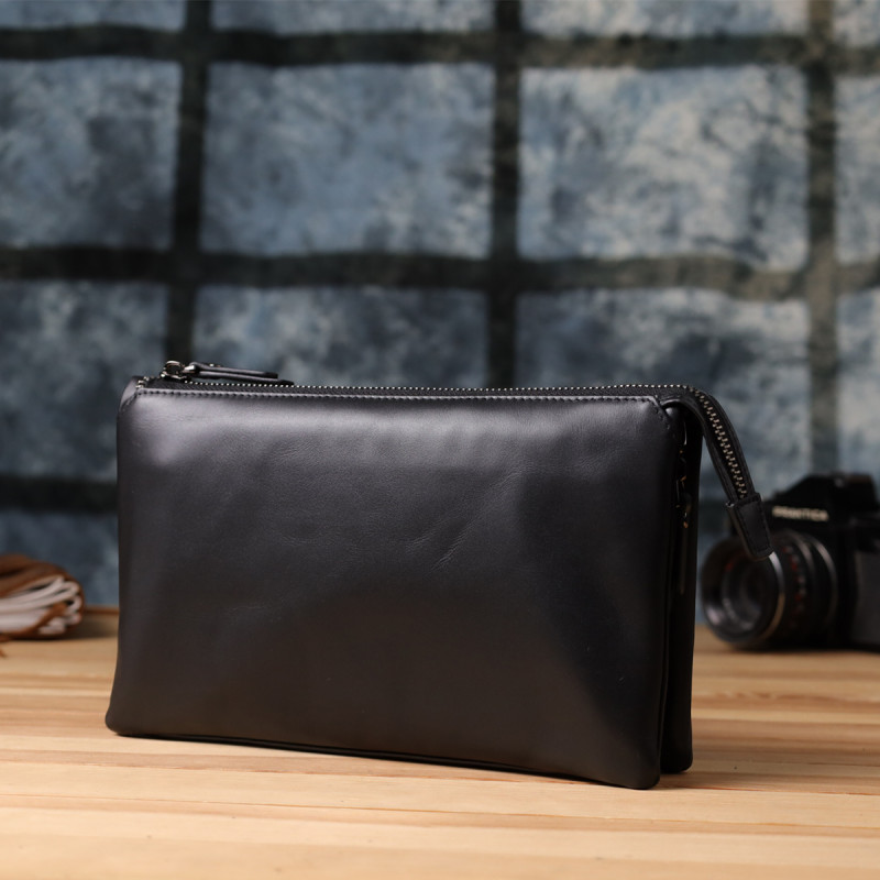 Чоловічий шкіряний клатч для карток купюр та документів Vintage Чорний