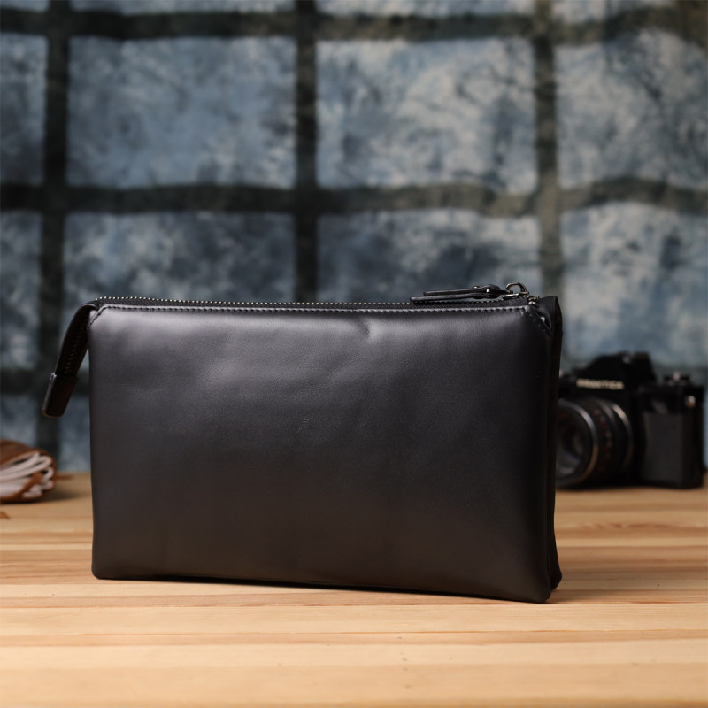 Чоловічий шкіряний клатч для карток купюр та документів Vintage Чорний