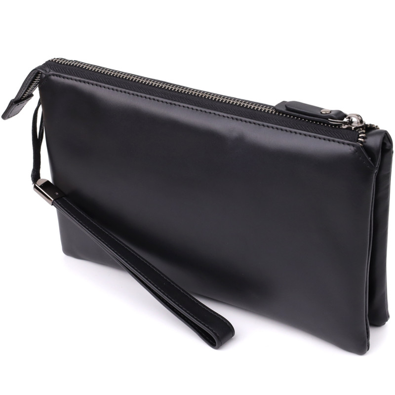 Чоловічий шкіряний клатч для карток купюр та документів Vintage Чорний