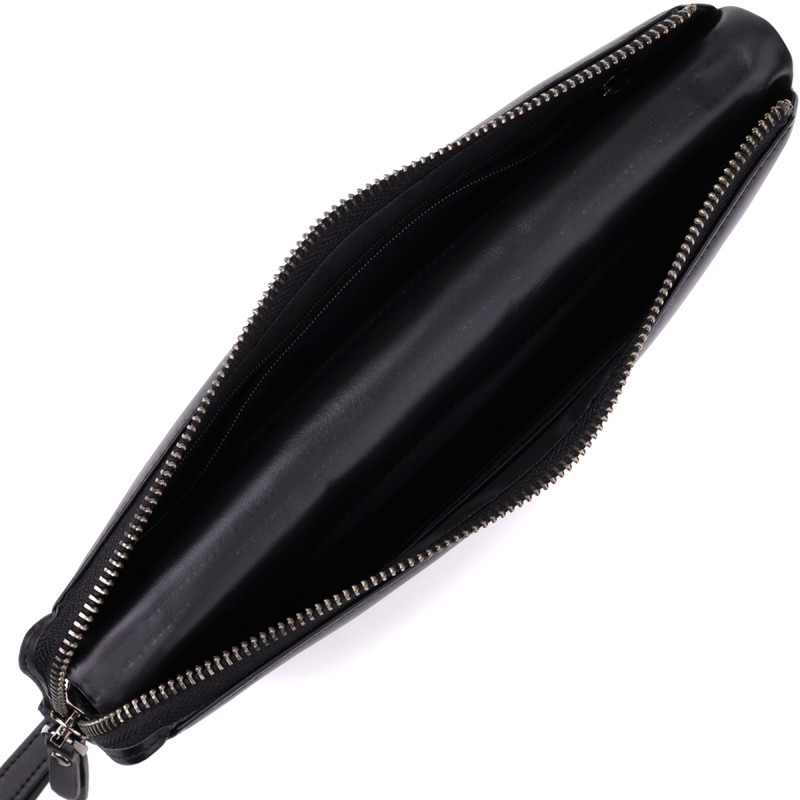 Чоловічий шкіряний клатч для карток купюр та документів Vintage Чорний