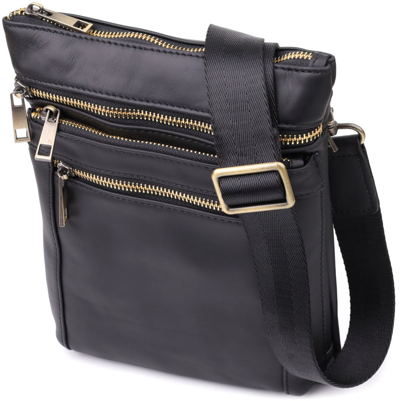 Повседневная мужская сумка из натуральной кожи Vintage Черный