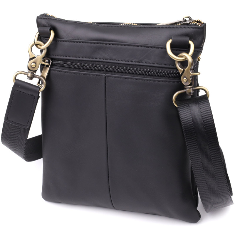 Повседневная мужская сумка из натуральной кожи Vintage Черный