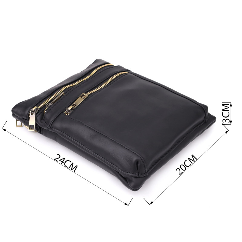 Повседневная мужская сумка из натуральной кожи Vintage Черный