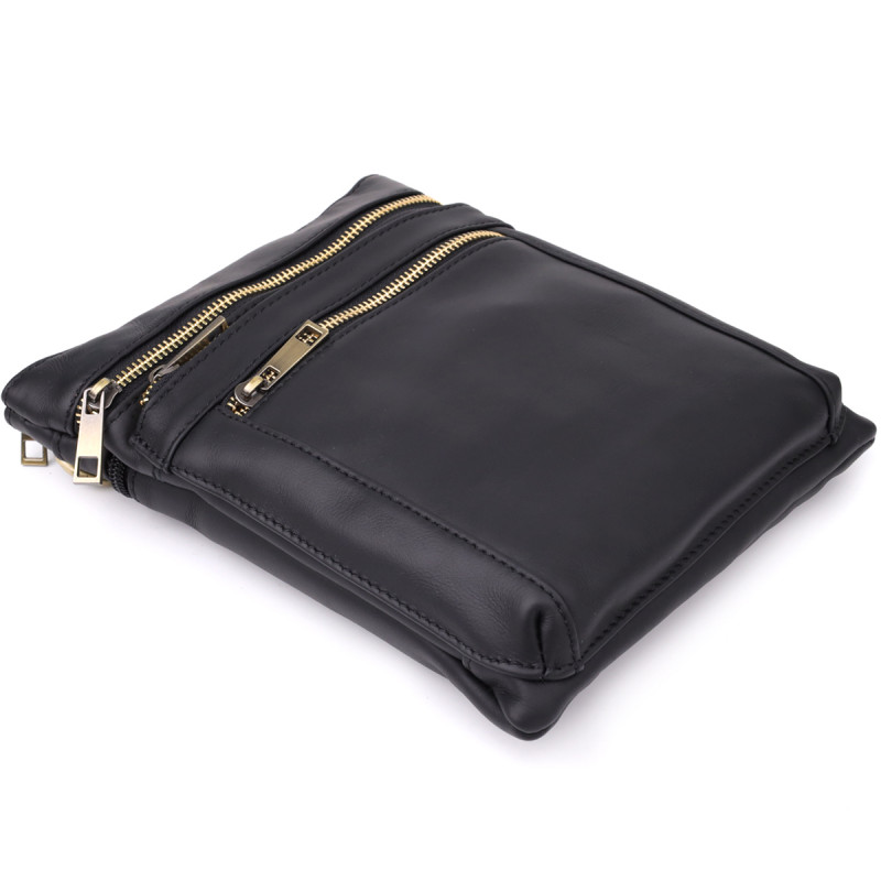 Повседневная мужская сумка из натуральной кожи Vintage Черный