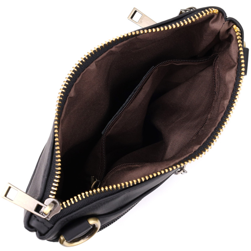 Повседневная мужская сумка из натуральной кожи Vintage Черный