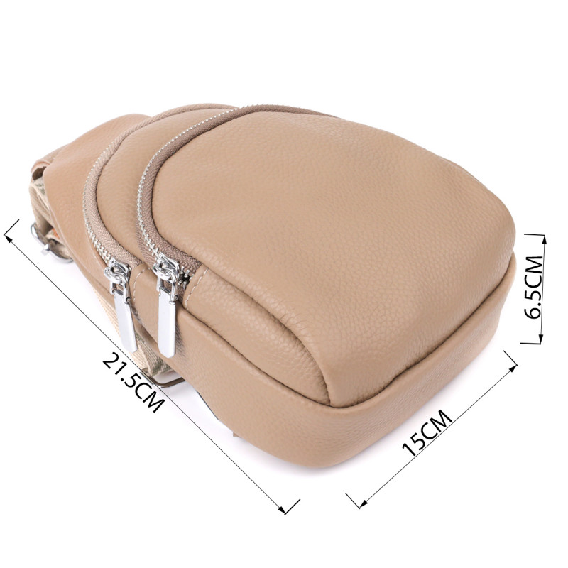 Слинг сумка из натуральной кожи для женщин Vintage Бежевый