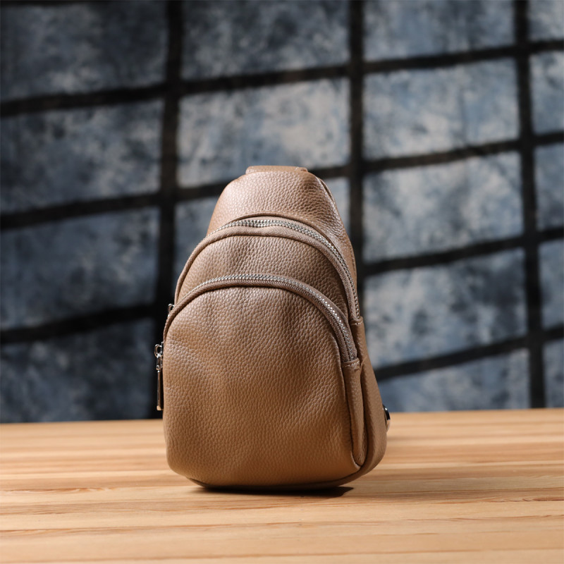 Слинг сумка из натуральной кожи для женщин Vintage Бежевый