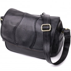 Качественная сумка из натуральной кожи для стильных женщин Vintage Черный