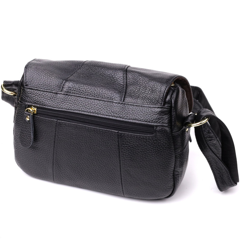 Качественная сумка из натуральной кожи для стильных женщин Vintage Черный