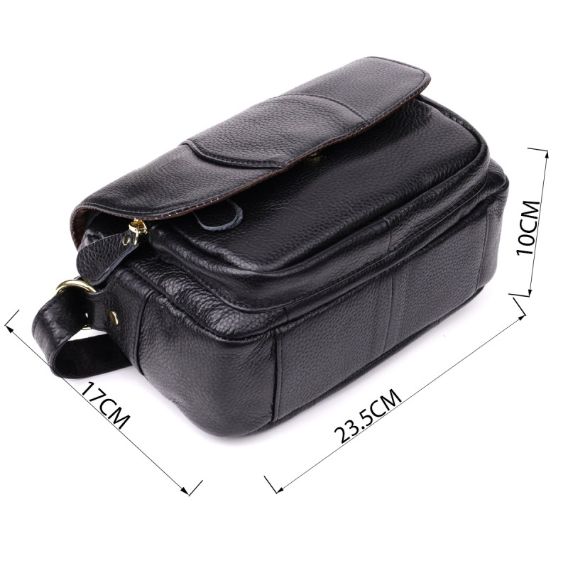 Качественная сумка из натуральной кожи для стильных женщин Vintage Черный