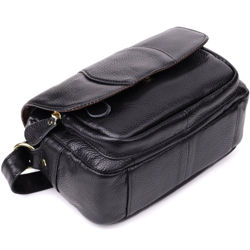 Качественная сумка из натуральной кожи для стильных женщин Vintage Черный