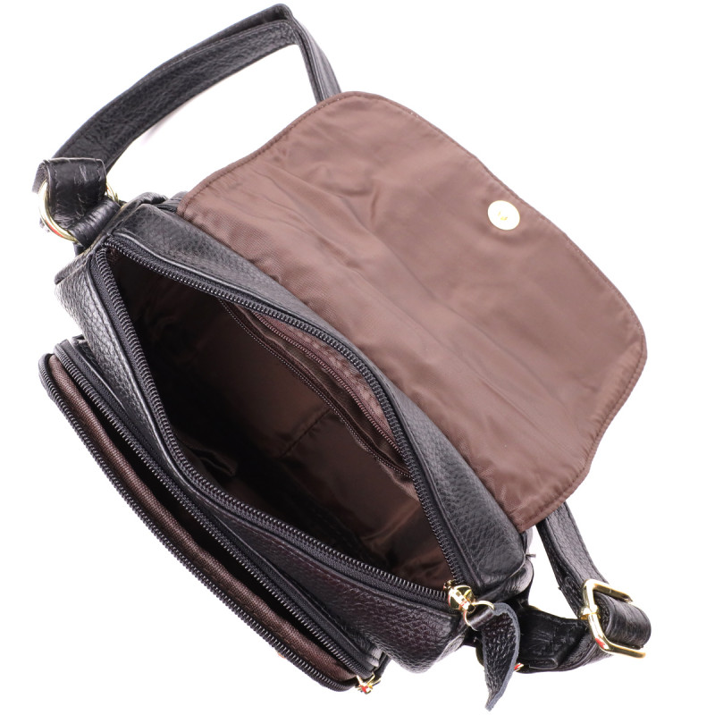 Качественная сумка из натуральной кожи для стильных женщин Vintage Черный