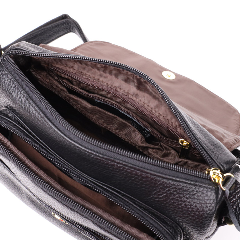 Качественная сумка из натуральной кожи для стильных женщин Vintage Черный